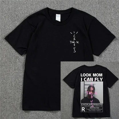 HOT SALE Cactus Jack T-shirt LOOK MOM I CAN FLY