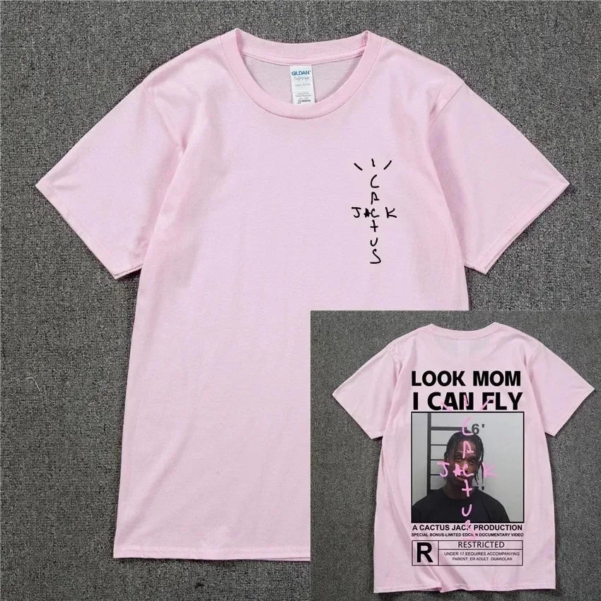 HOT SALE Cactus Jack T-shirt LOOK MOM I CAN FLY