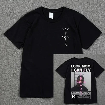 HOT SALE Cactus Jack T-shirt LOOK MOM I CAN FLY