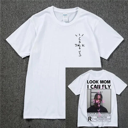 HOT SALE Cactus Jack T-shirt LOOK MOM I CAN FLY